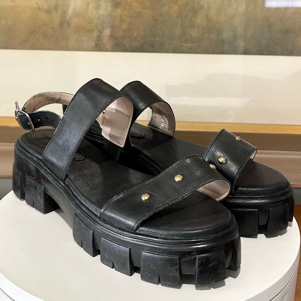 🌸SANDRO MASCOLINI🌸 Strappy Platform Lug Sole Sandals Black Size: 8.5M - Picture 5 of 16